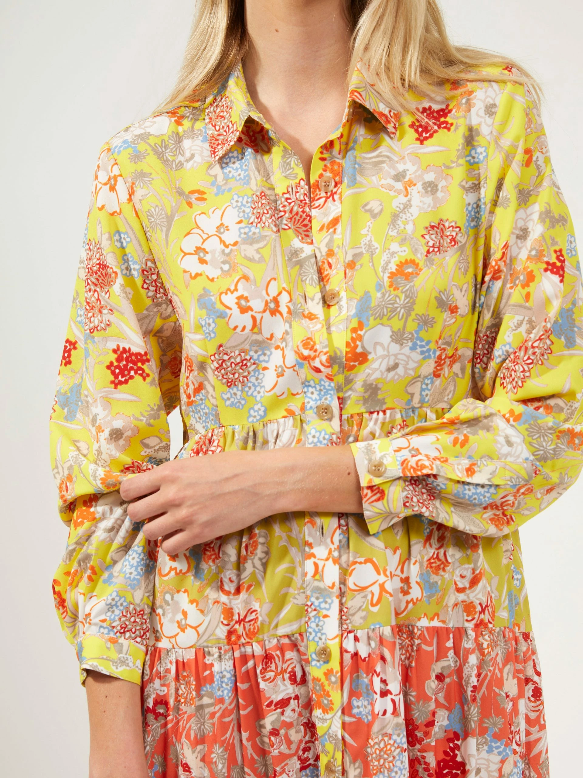 French Connection Blossom Tiered Button-Front Midi Dress 5 French Connection Blossom Tiered Button-Front Midi Dress - Image 3