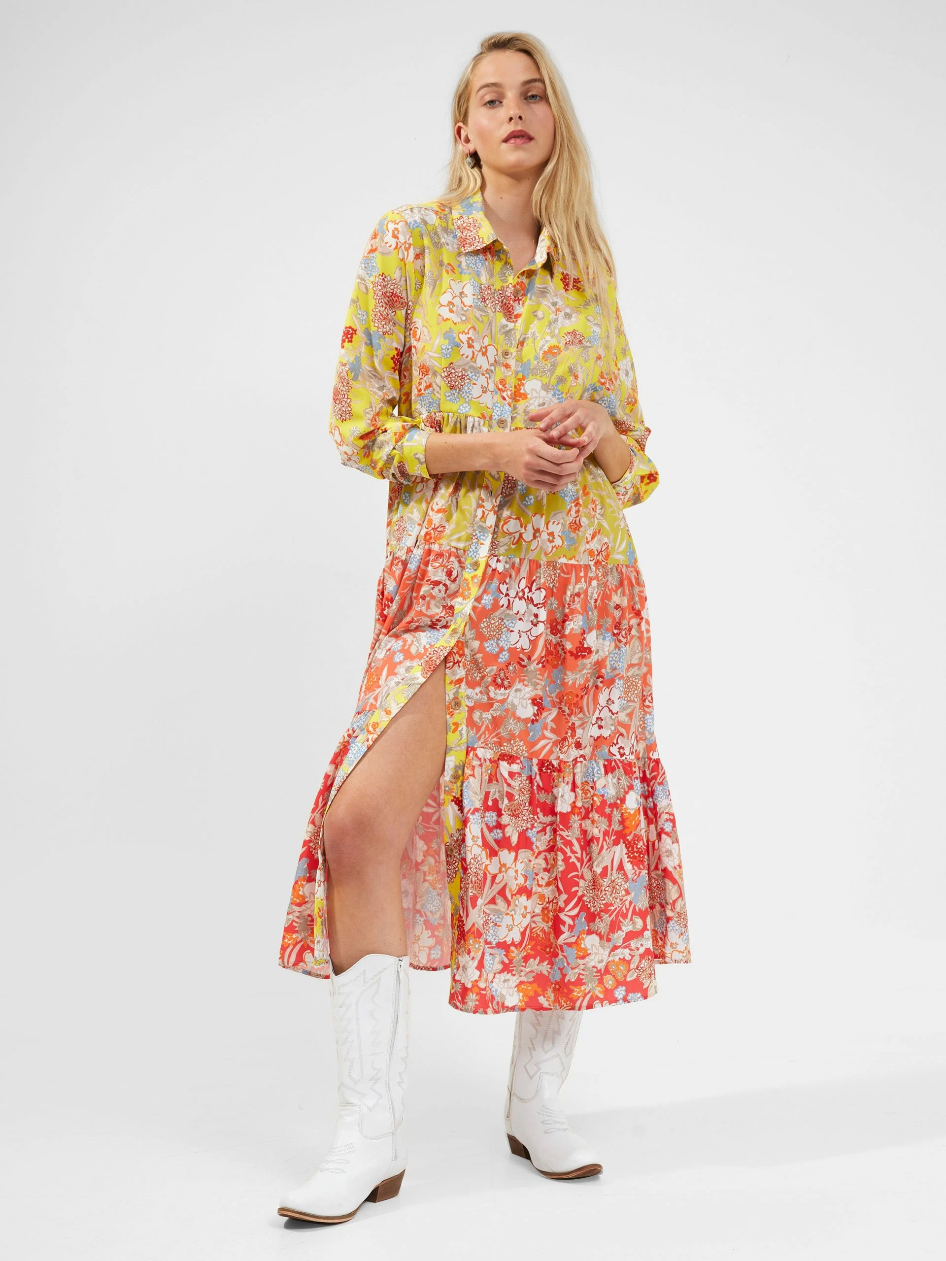 French Connection Blossom Tiered Button-Front Midi Dress 3 French Connection Blossom Tiered Button-Front Midi Dress