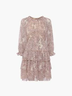 French Connection Demetra Tiered Gathered Skirt Dress -French Connection Shop 71SBW 80 PEACHNECTARMULTI 01copy2