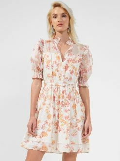 French Connection Diana Print Puff-Sleeve Dress