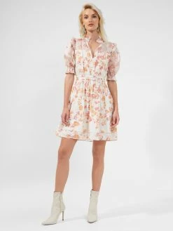French Connection Diana Print Puff-Sleeve Dress 10 French Connection Diana Print Puff-Sleeve Dress -French Connection Shop 71SCE 90 CLASSICCREAMMULTI 02 1