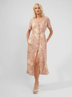 French Connection Demetra Drape Button-Front Dress