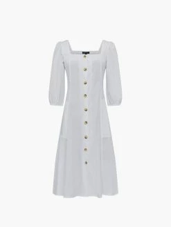 French Connection Lavanna Poplin Square-Neck Dress 13 French Connection Lavanna Poplin Square-Neck Dress -French Connection Shop 71SFE 11 SUMMERWHITE 01