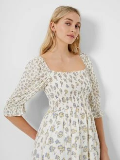 French Connection Doria Smock Balloon-Sleeve Dress 11 French Connection Doria Smock Balloon-Sleeve Dress -French Connection Shop 71SNE10 3copy