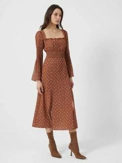 French Connection Francine Callie Drape Smocked Midi Dress