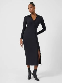 French Connection Reina Ribbed Jersey Midi Dress