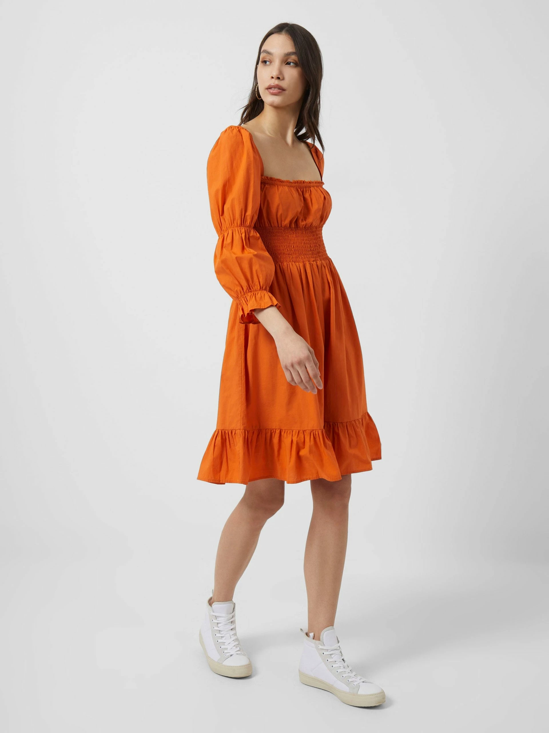 French Connection Sindey Cotton Satin Smocked Mini Dress 4 French Connection Sindey Cotton Satin Smocked Mini Dress - Image 2