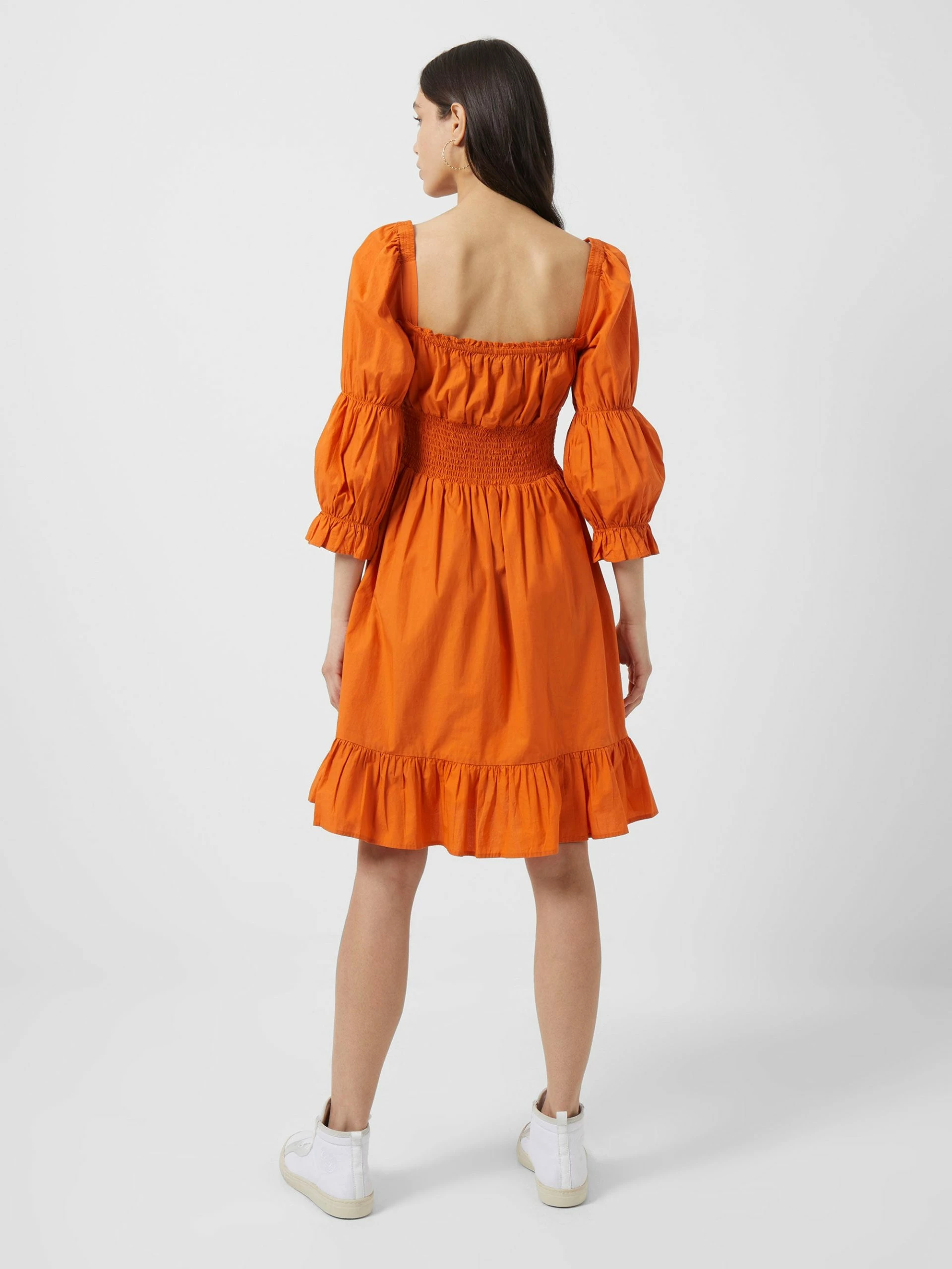 French Connection Sindey Cotton Satin Smocked Mini Dress 6 French Connection Sindey Cotton Satin Smocked Mini Dress - Image 4