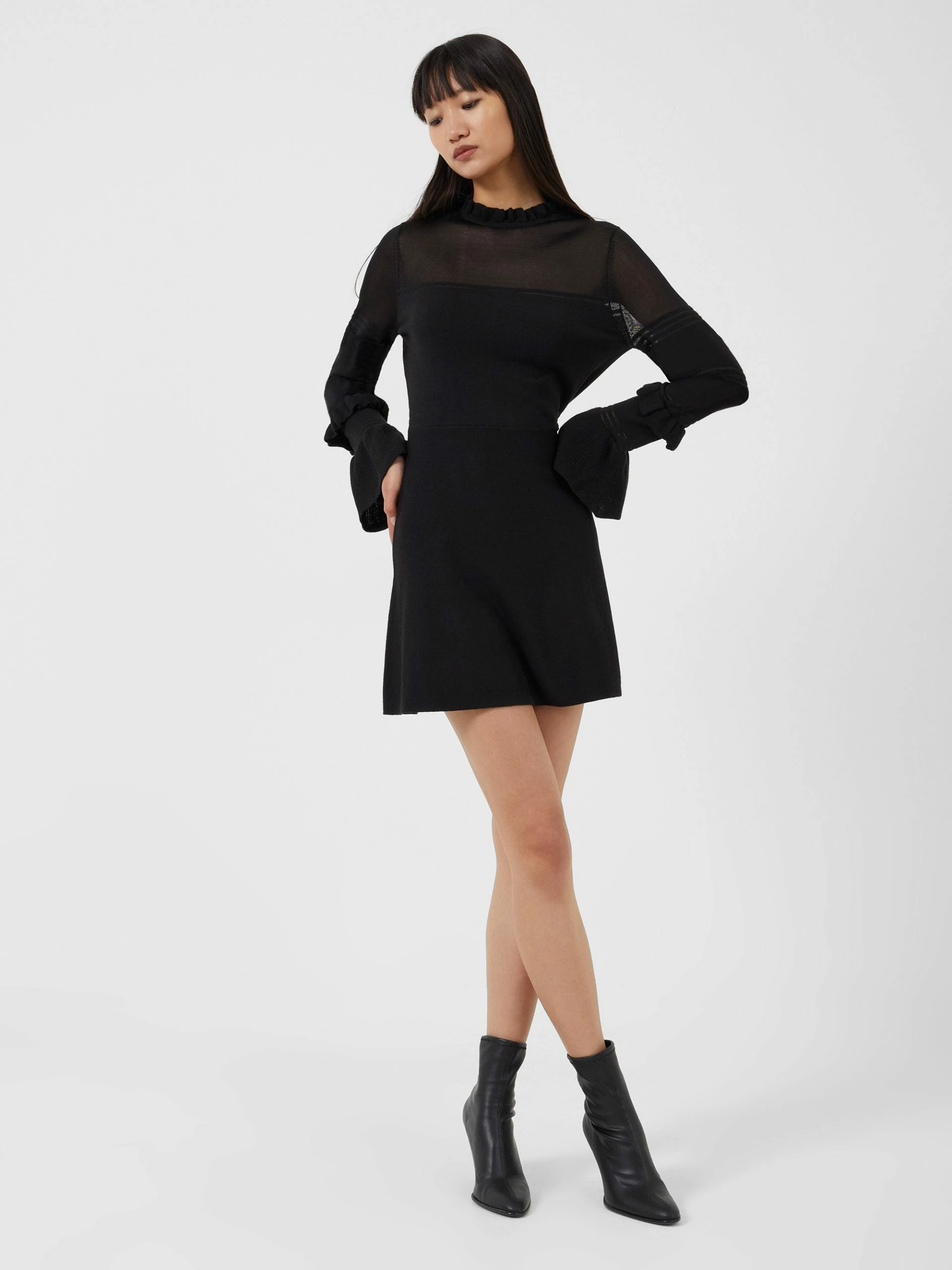 French Connection Lindsey Mesh Frill Mini Dress 5 French Connection Lindsey Mesh Frill Mini Dress - Image 3