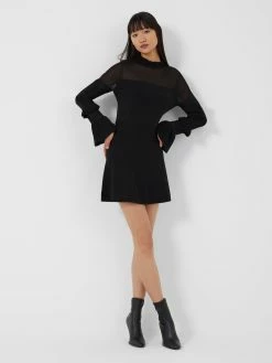 French Connection Lindsey Mesh Frill Mini Dress