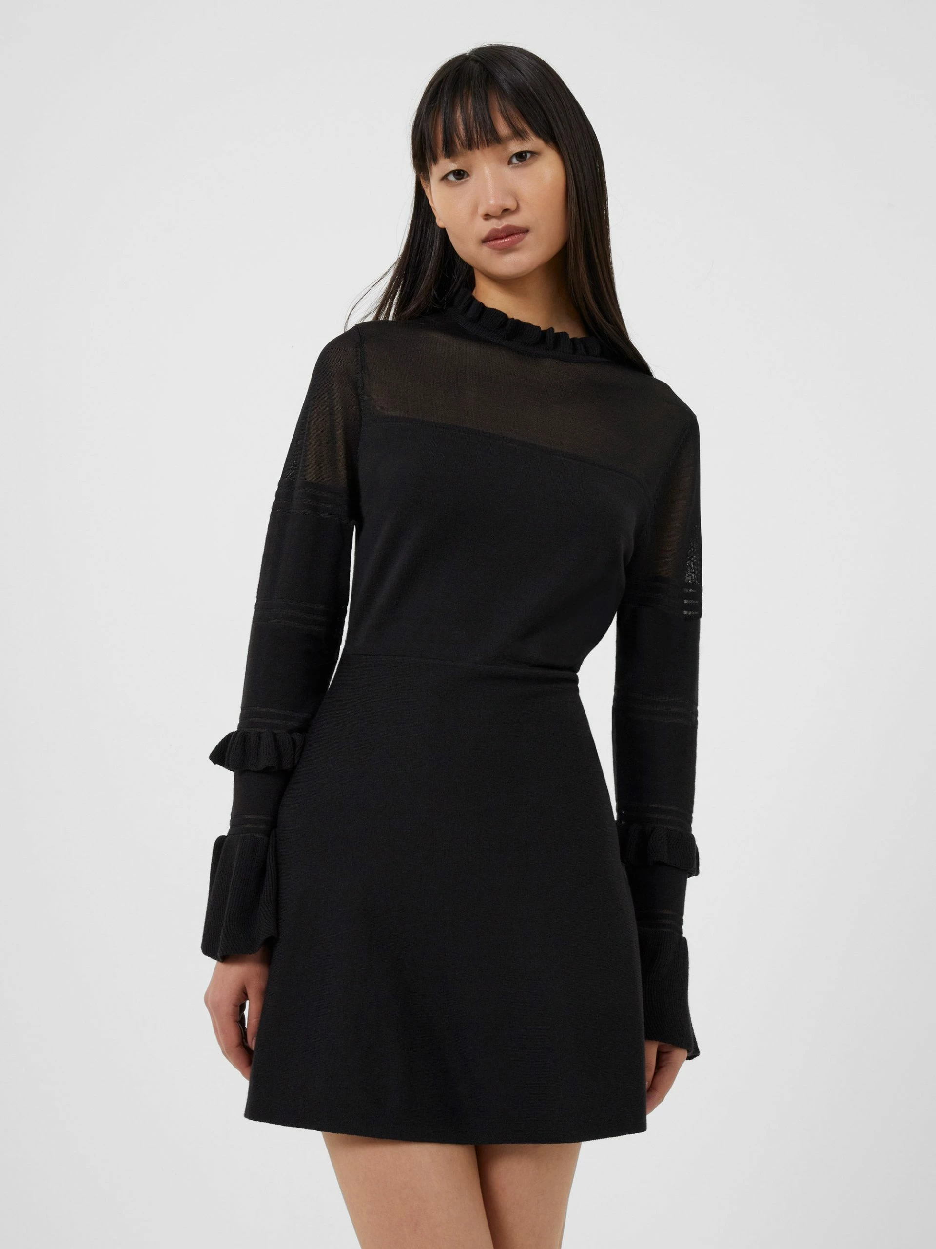 French Connection Lindsey Mesh Frill Mini Dress 6 French Connection Lindsey Mesh Frill Mini Dress - Image 4