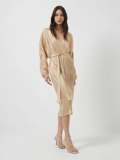 French Connection Sky Jersey Shimmer Belted Midi Dress