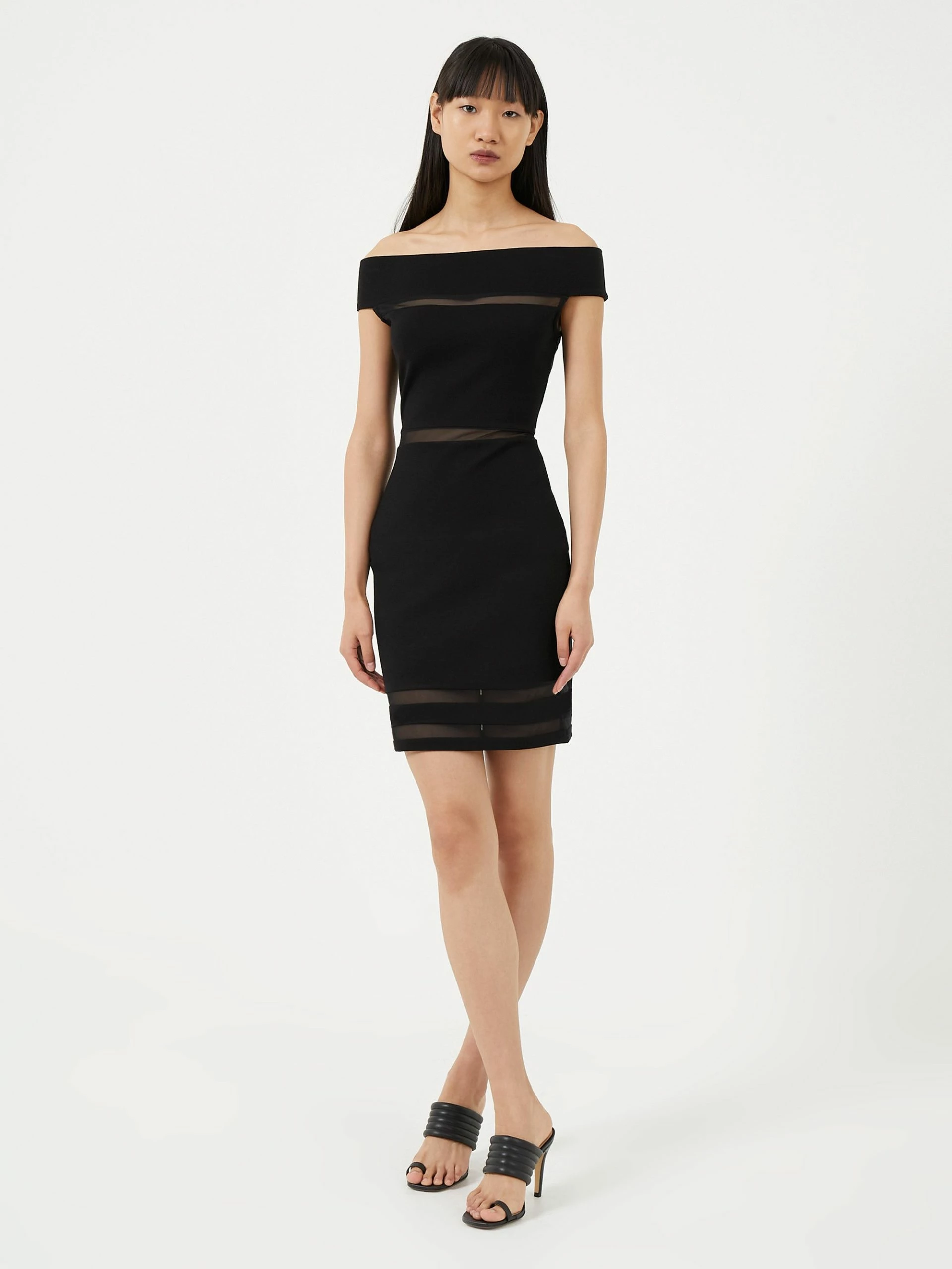 French Connection Viven Mesh Panel Off Shoulder Mini Dress 6 French Connection Viven Mesh Panel Off Shoulder Mini Dress - Image 4