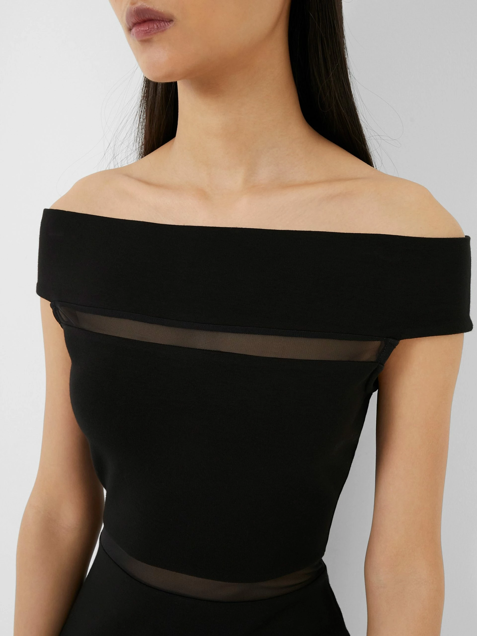 French Connection Viven Mesh Panel Off Shoulder Mini Dress 5 French Connection Viven Mesh Panel Off Shoulder Mini Dress - Image 3