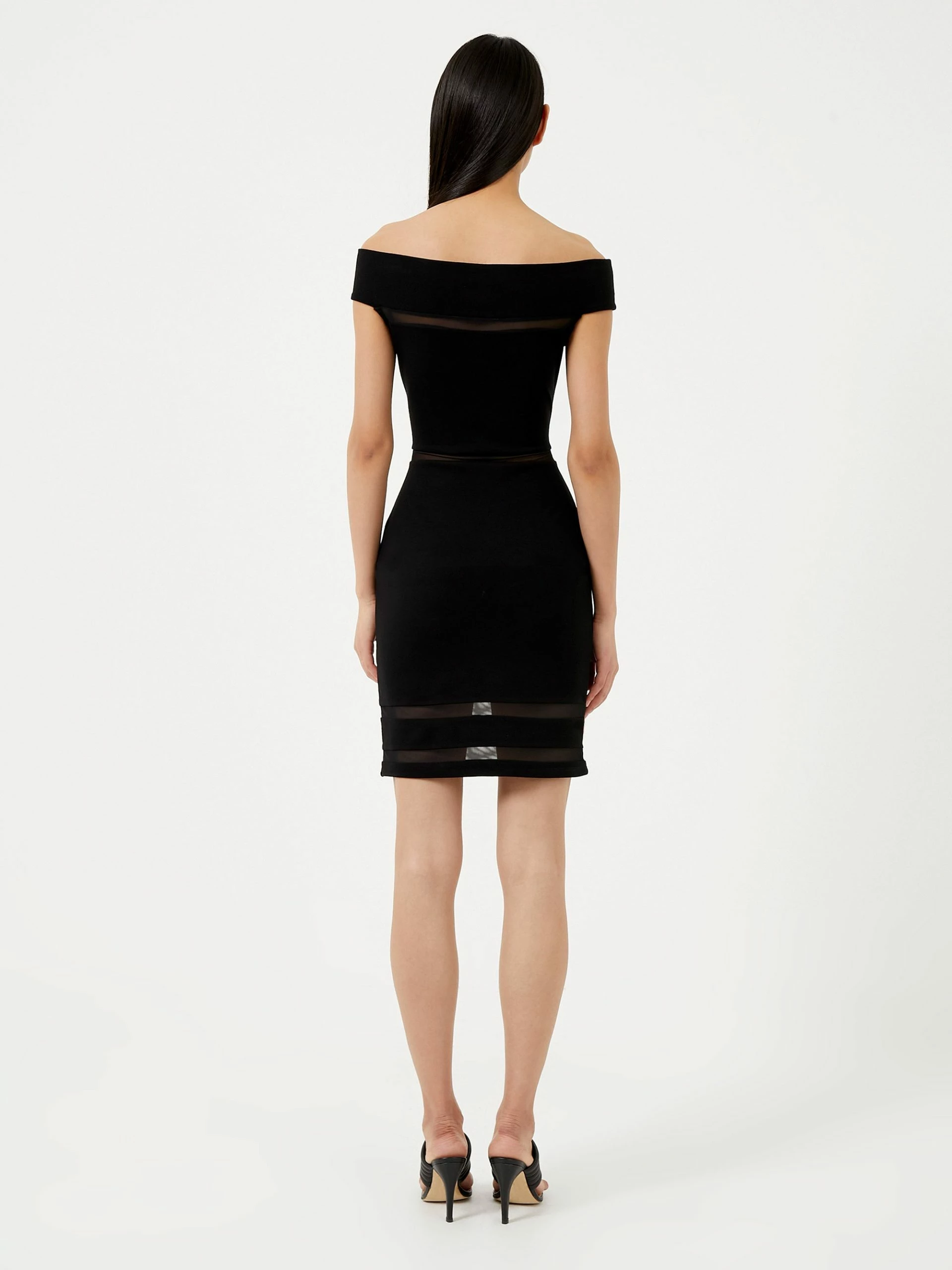 French Connection Viven Mesh Panel Off Shoulder Mini Dress 7 French Connection Viven Mesh Panel Off Shoulder Mini Dress - Image 5