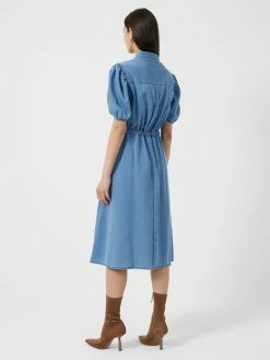 French Connection Zaves Chambray Puff Sleeve Shirt Dress -French Connection Shop 71TGD40 3718copy