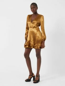 French Connection Denney Satin Ruffle Mini Dress