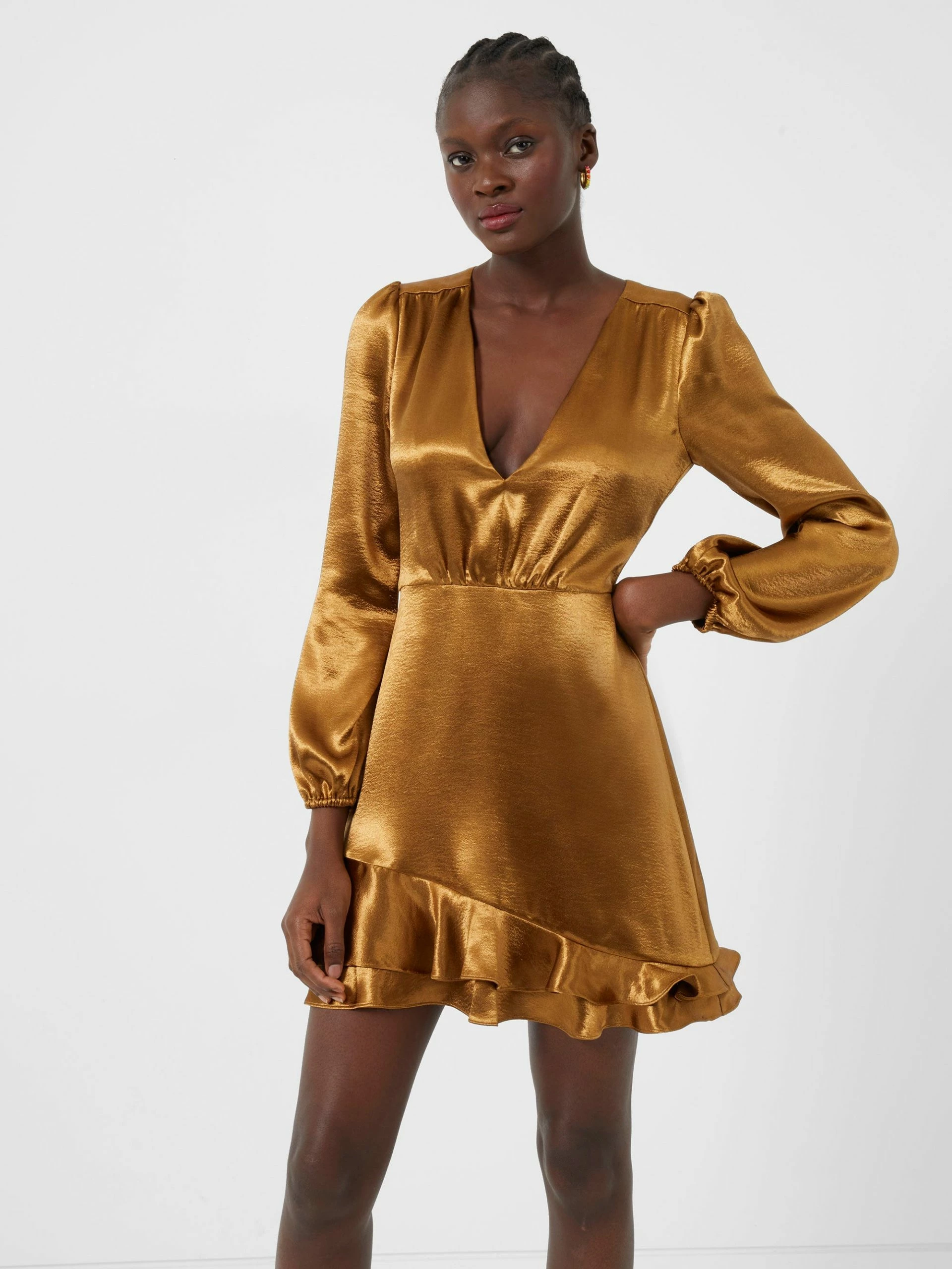 French Connection Denney Satin Ruffle Mini Dress 4 French Connection Denney Satin Ruffle Mini Dress - Image 2