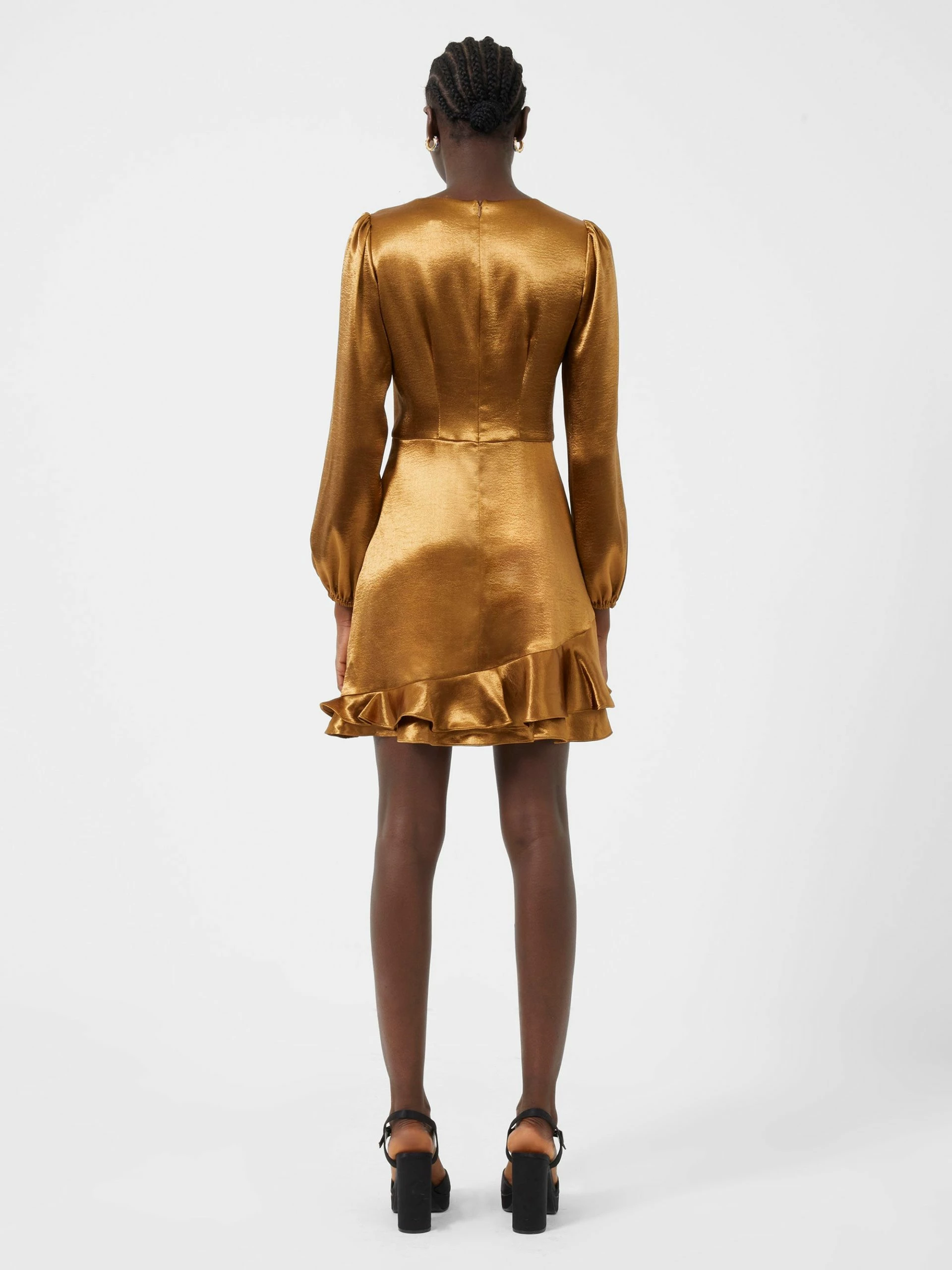 French Connection Denney Satin Ruffle Mini Dress 6 French Connection Denney Satin Ruffle Mini Dress - Image 4