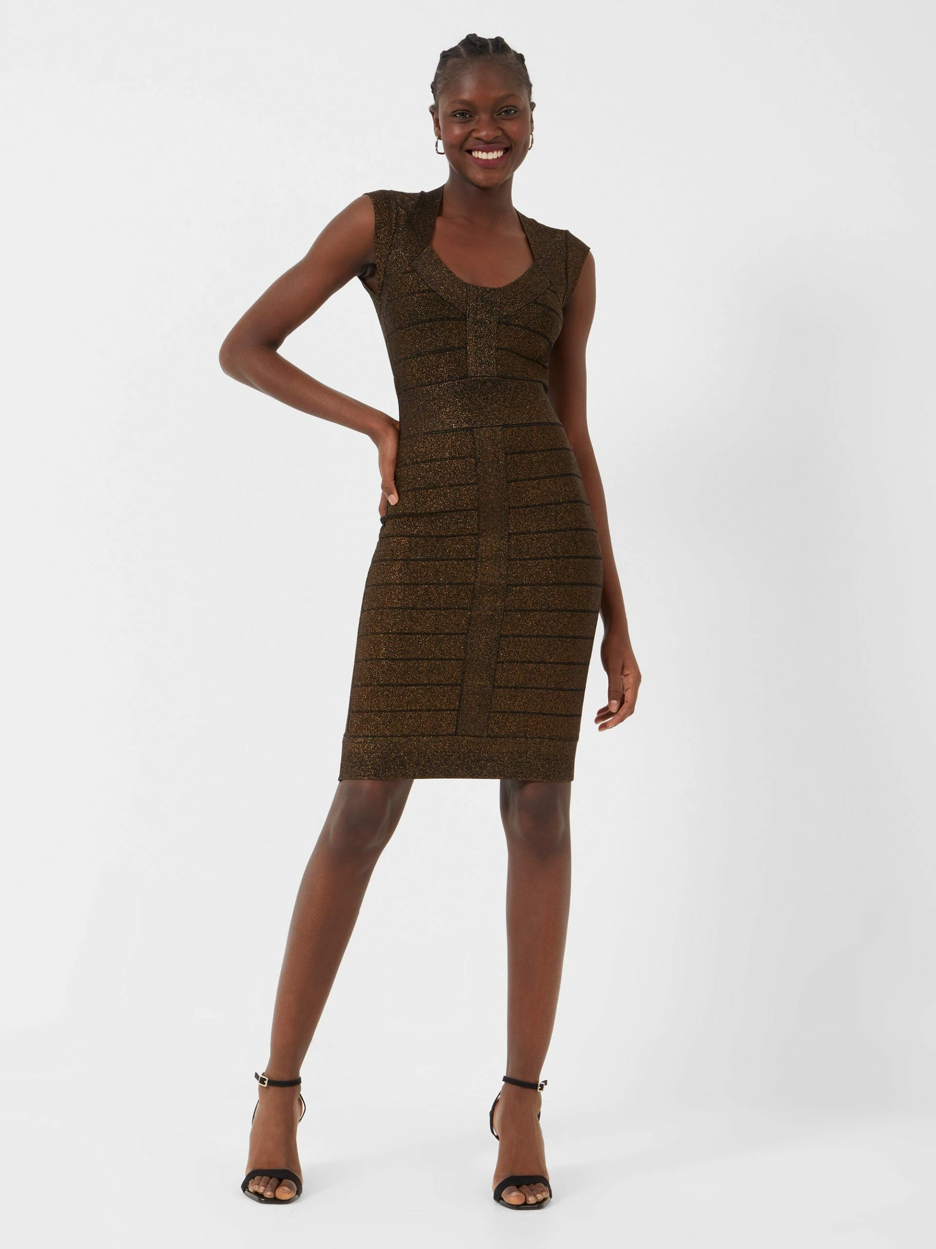 French Connection Danni Cap Sleeve Metallic Bandage Dress 7 French Connection Danni Cap Sleeve Metallic Bandage Dress - Image 5