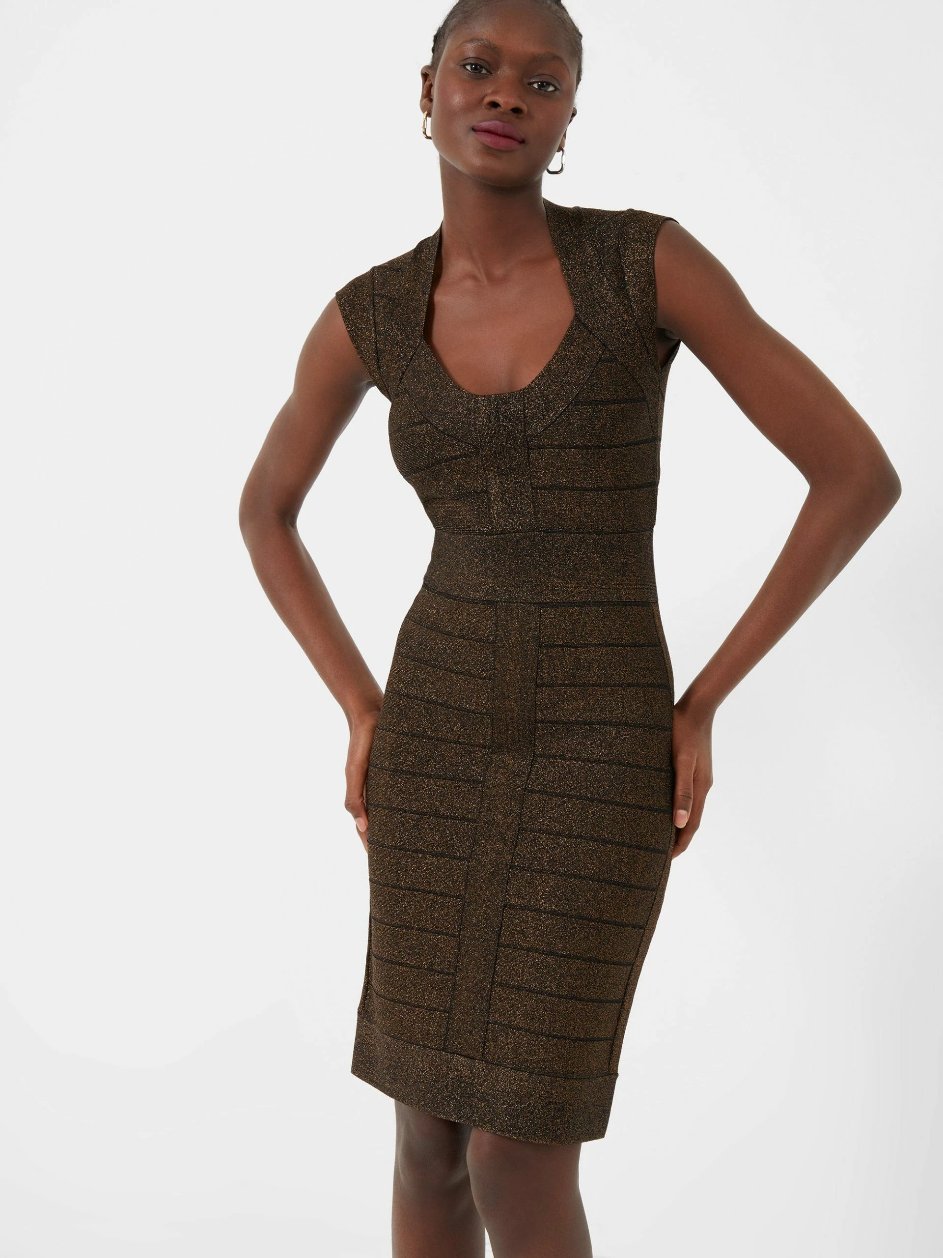 French Connection Danni Cap Sleeve Metallic Bandage Dress 3 French Connection Danni Cap Sleeve Metallic Bandage Dress