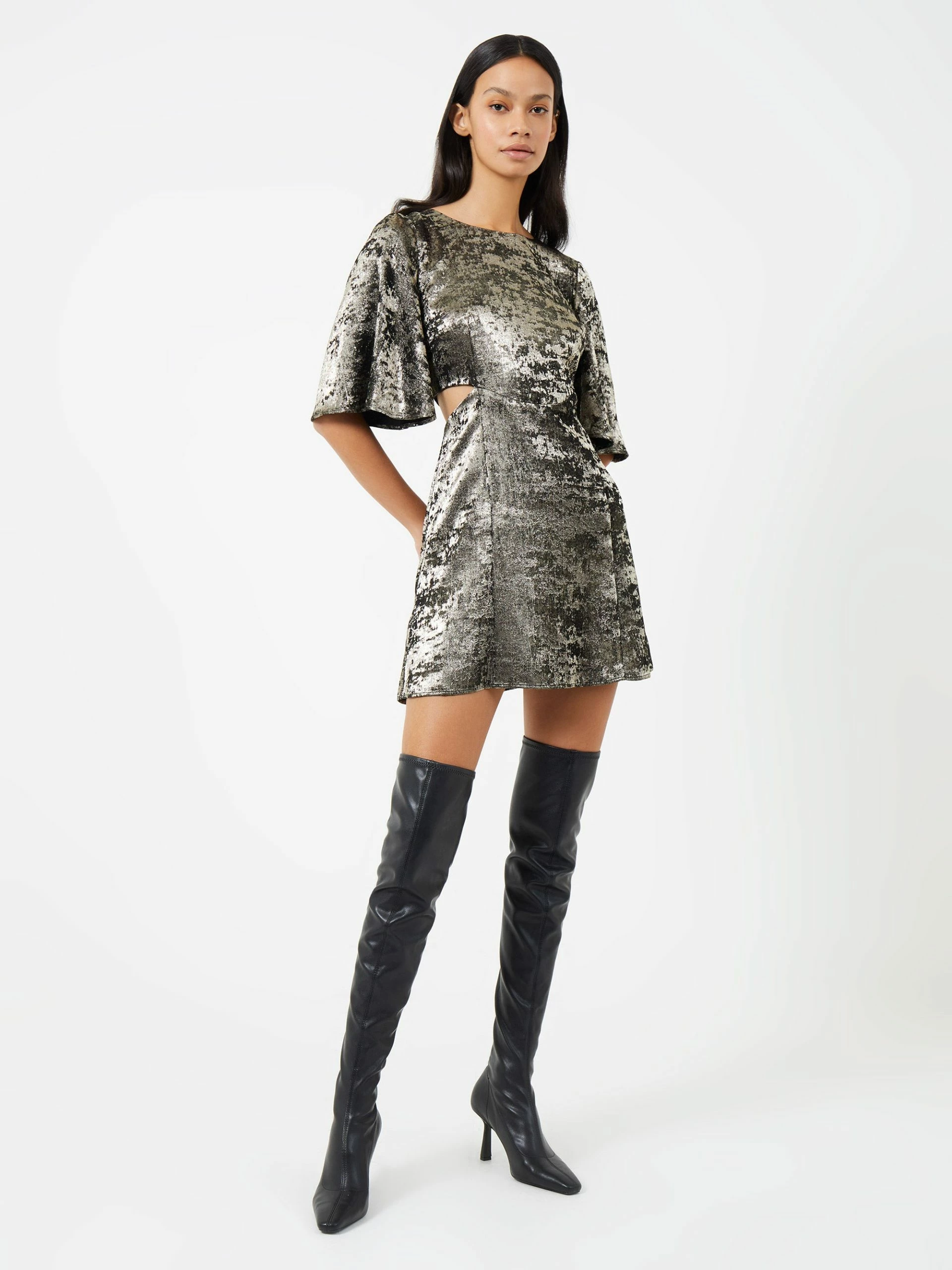 French Connection Alara Molten Metallic Cut-Out Mini Dress 3 French Connection Alara Molten Metallic Cut-Out Mini Dress