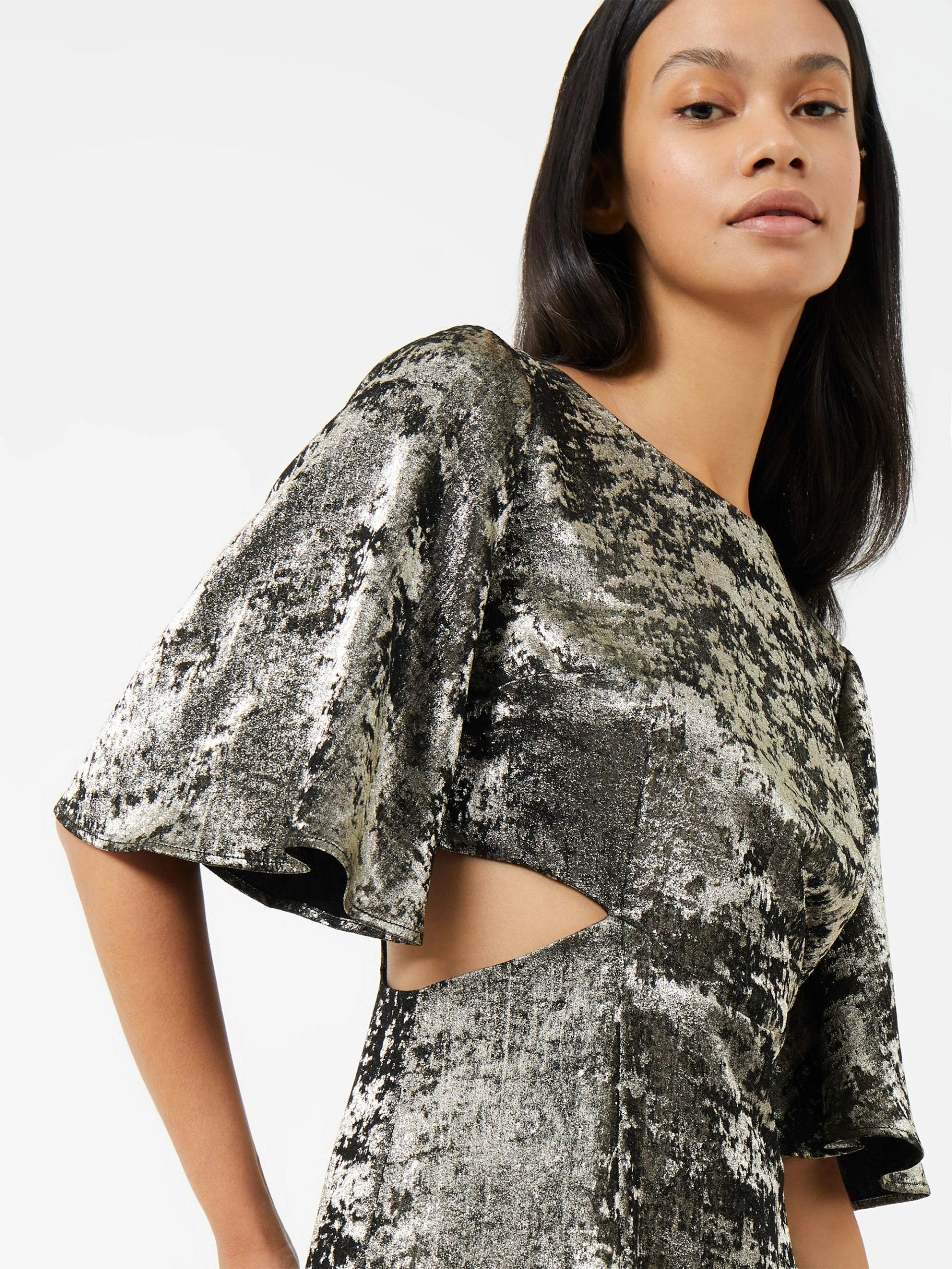French Connection Alara Molten Metallic Cut-Out Mini Dress 4 French Connection Alara Molten Metallic Cut-Out Mini Dress - Image 2