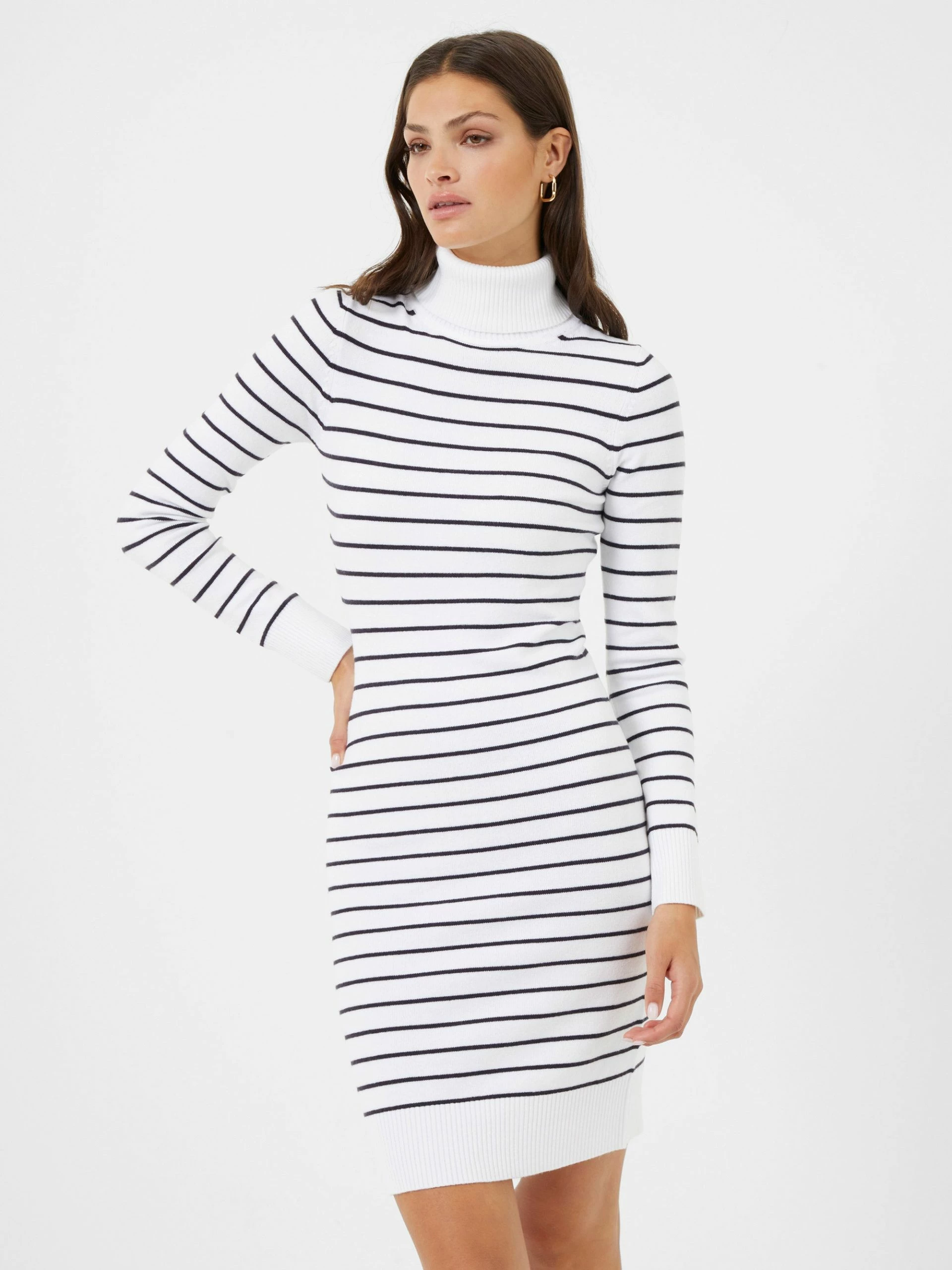 French Connection Babysoft High Neck Striped Mini Dress 3 French Connection Babysoft High Neck Striped Mini Dress