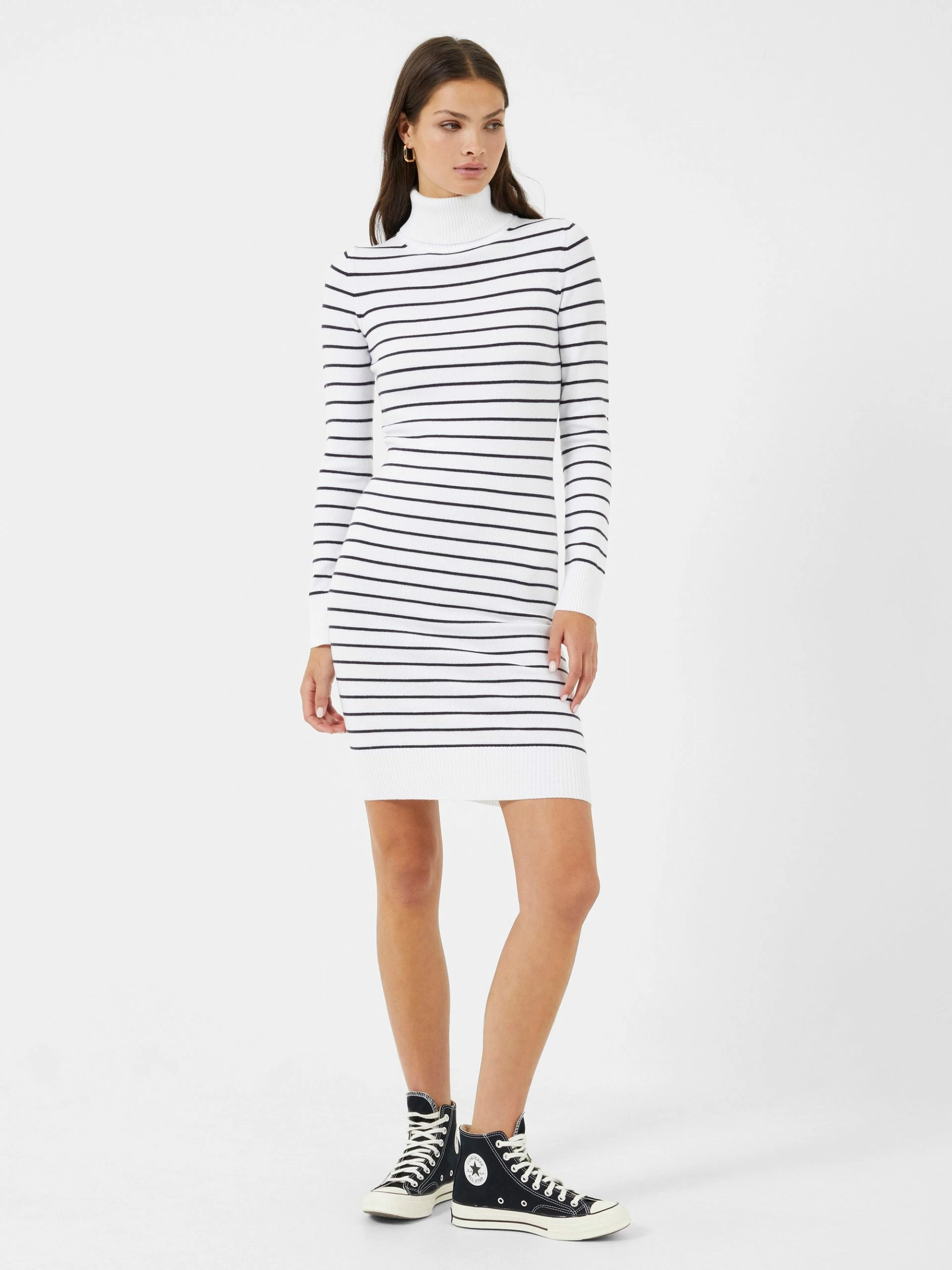 French Connection Babysoft High Neck Striped Mini Dress 4 French Connection Babysoft High Neck Striped Mini Dress - Image 2