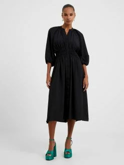 French Connection Pleat Plain Midi Dress -French Connection Shop 71TVV01 9494