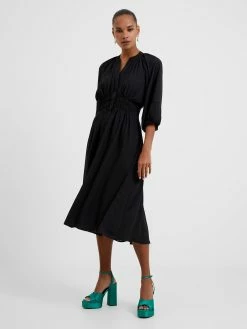 French Connection Pleat Plain Midi Dress -French Connection Shop 71TVV01 9496