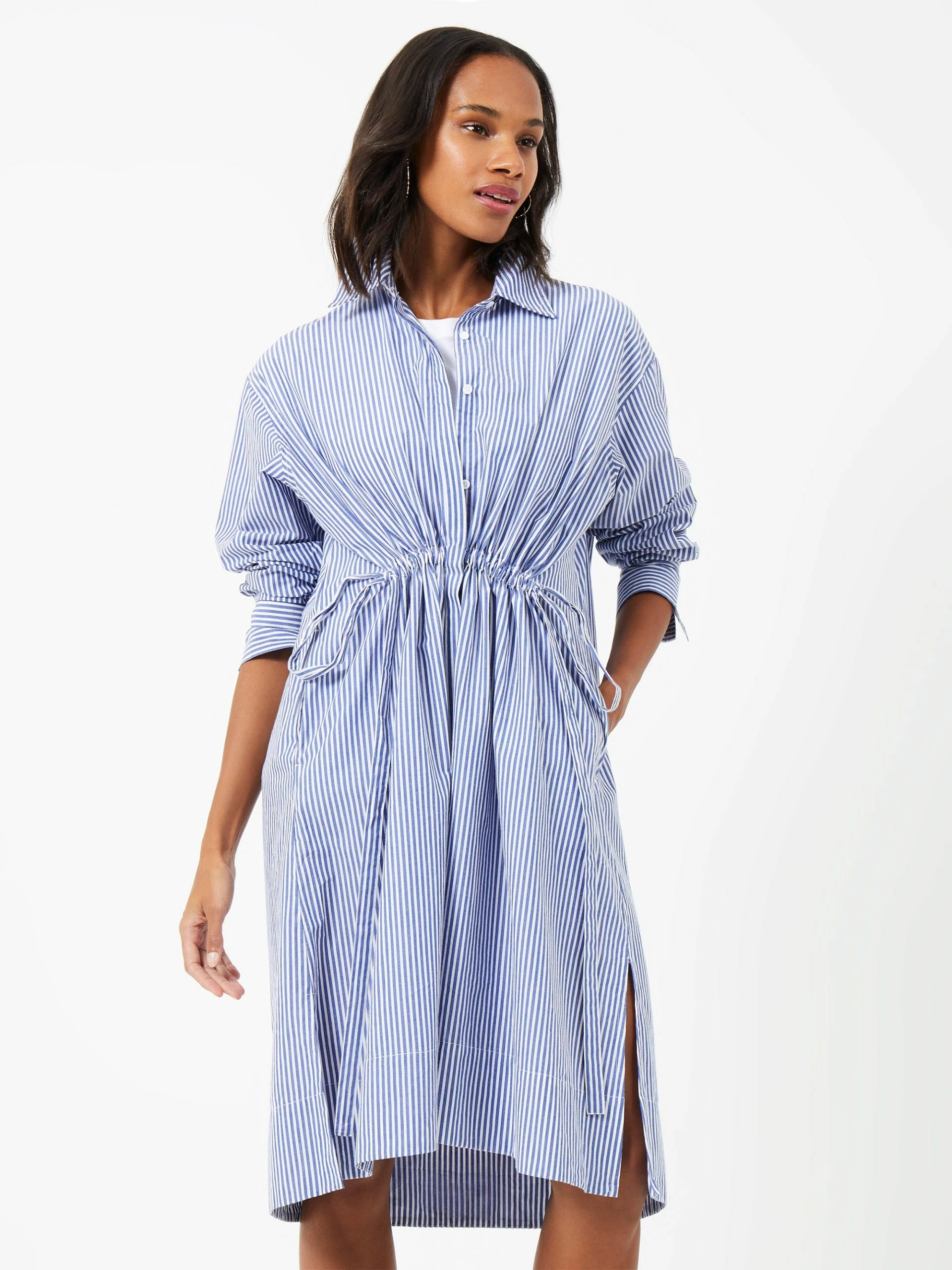 French Connection Rhodes Stripe Poplin Shirt Dress 4 French Connection Rhodes Stripe Poplin Shirt Dress - Image 2