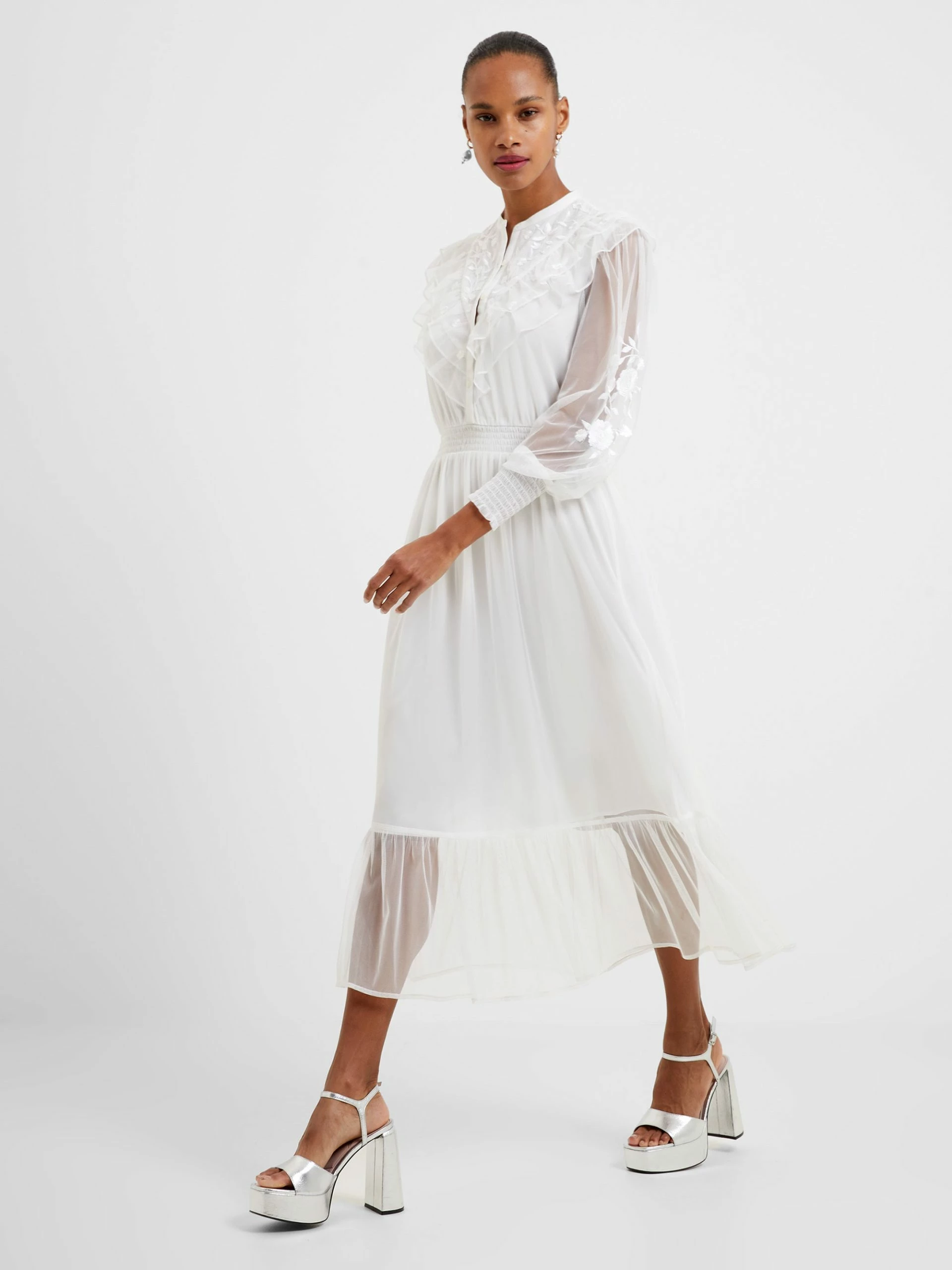 French Connection Abra Embroided Mesh Midi Dress 6 French Connection Abra Embroided Mesh Midi Dress - Image 4