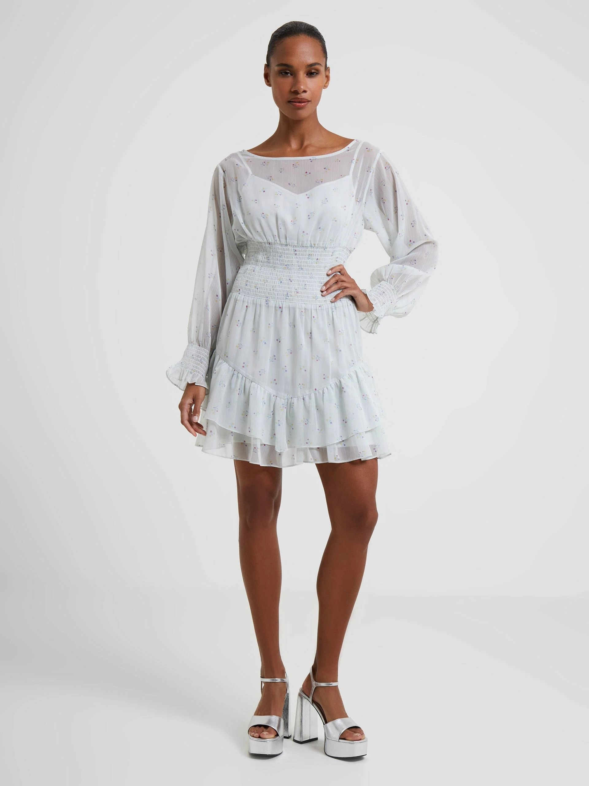 French Connection Cecilia Hallie Recycled Crinkle Ruffle Mini Dress 3 French Connection Cecilia Hallie Recycled Crinkle Ruffle Mini Dress