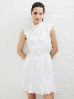 French Connection Appelona Broderie Anglaise Frill Mini Dress