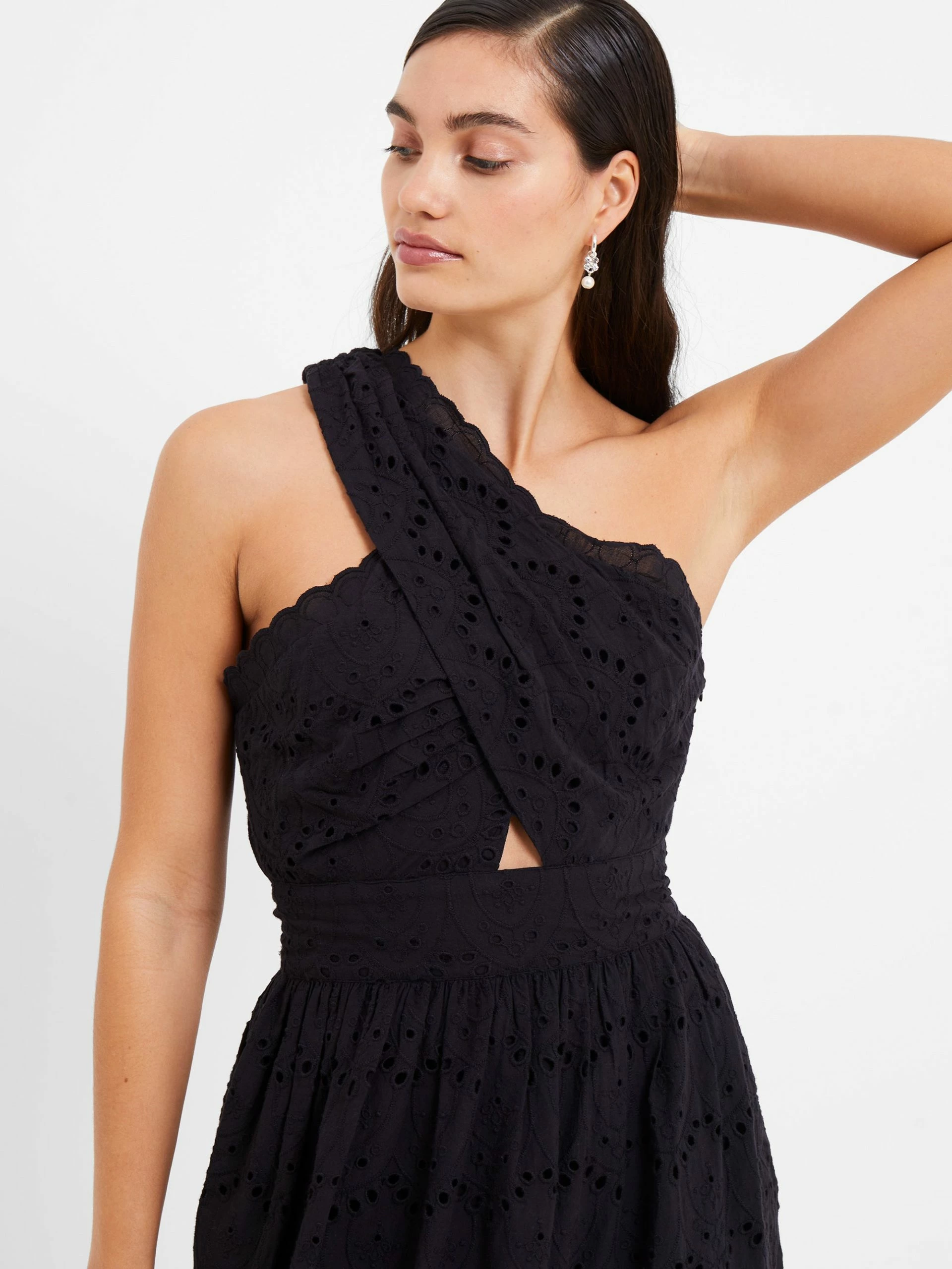 French Connection Appelona Broderie Anglaise One Shoulder Dress 4 French Connection Appelona Broderie Anglaise One Shoulder Dress - Image 2