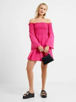 French Connection Rhodes Poplin Smocked Bardot Mini Dress