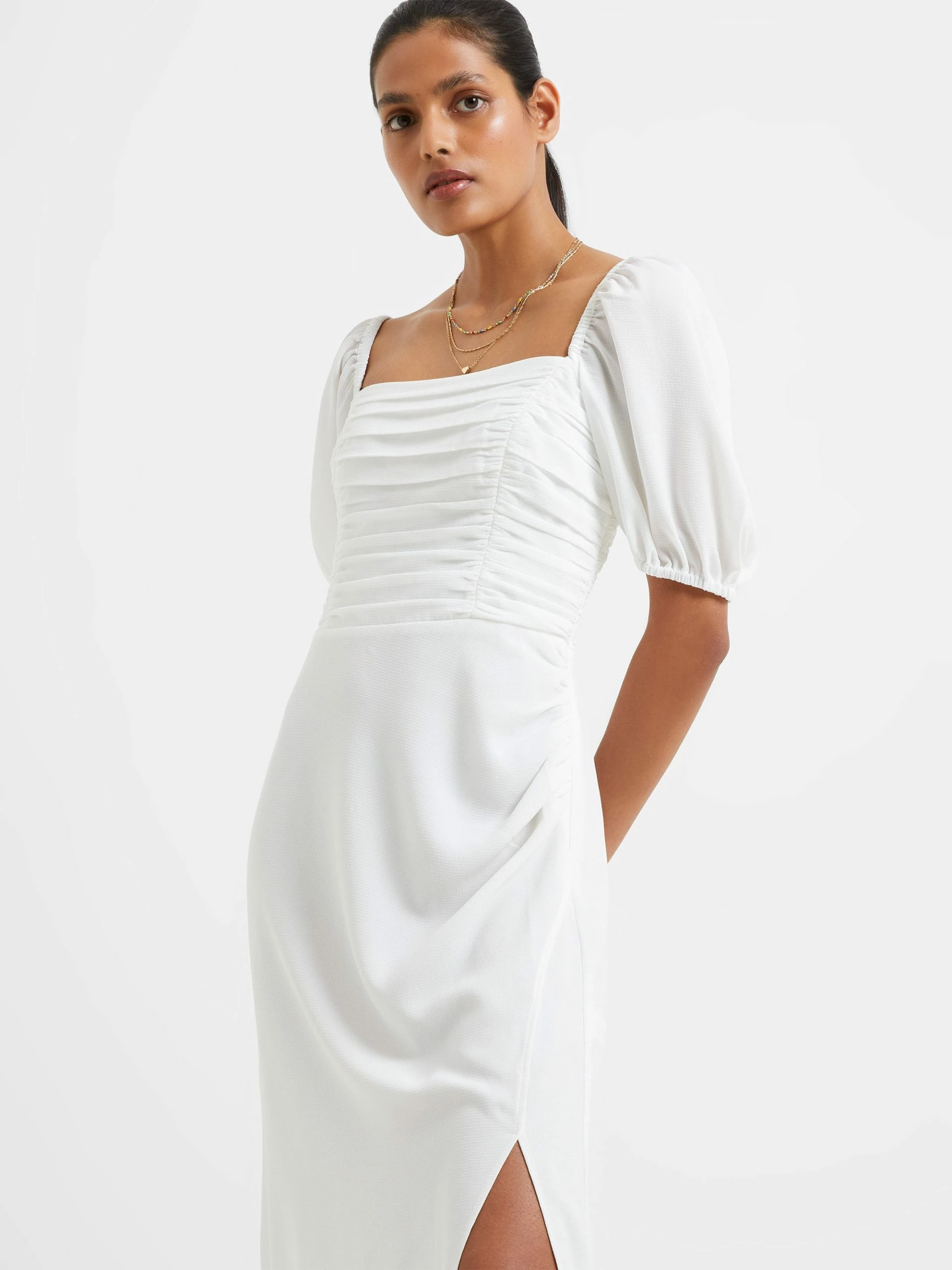 French Connection Afina Verona Ruched Midi Dress 4 French Connection Afina Verona Ruched Midi Dress - Image 2