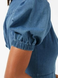 French Connection Chambray Puff Sleeve Dress -French Connection Shop 71UDH40 908copy