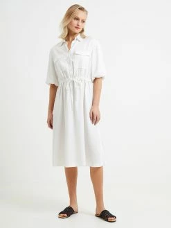 French Connection Elkie Twill Drawstring Shirt Dress