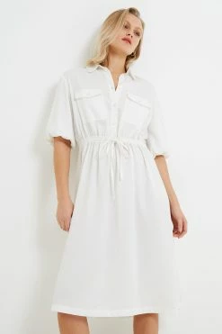 French Connection Elkie Twill Drawstring Shirt Dress -French Connection Shop 71UDN10 2635copy
