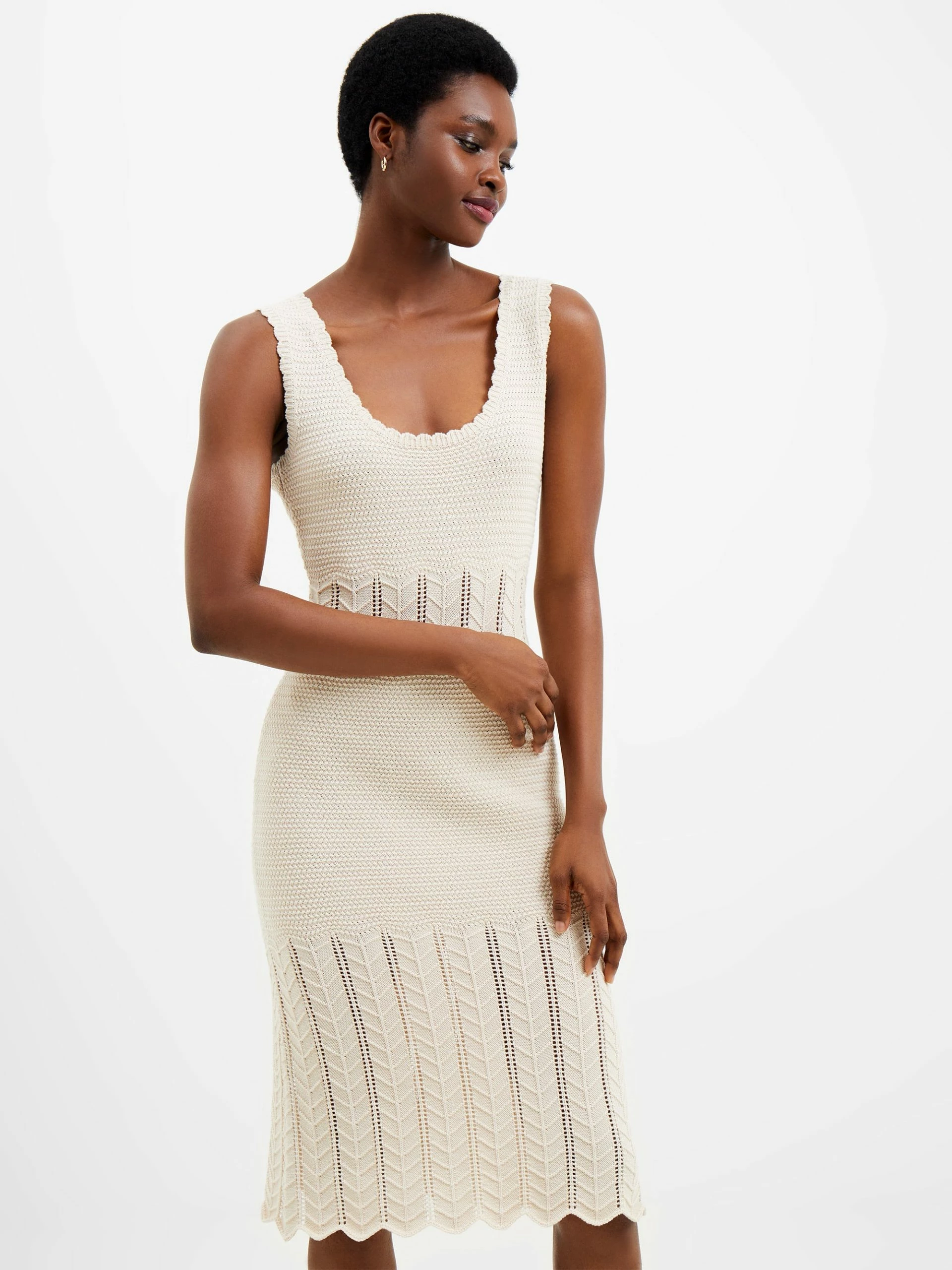 French Connection Nellis Cotton Crochet Scallop Dress 5 French Connection Nellis Cotton Crochet Scallop Dress - Image 3