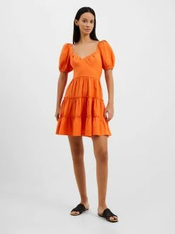 French Connection Alania Puff Sleeve Tiered Mini Dress