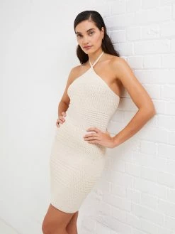 French Connection Nellis Cotton Crochet Halterneck Mini Dress 10 French Connection Nellis Cotton Crochet Halterneck Mini Dress -French Connection Shop 71UOW10 460copy