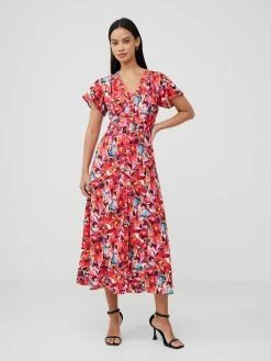 French Connection Floral Belted Midi Dress