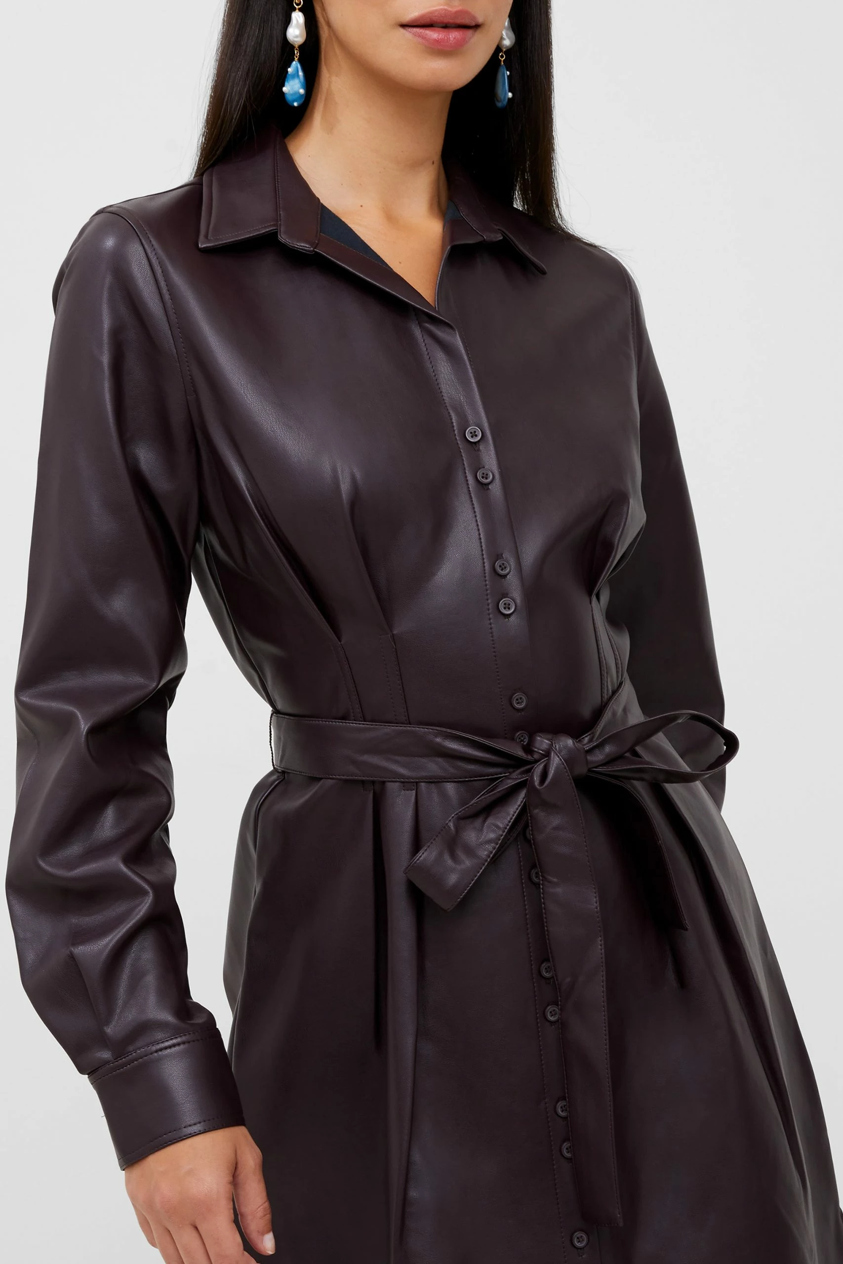 French Connection Crolenda PU Belted Shirt Dress 4 French Connection Crolenda PU Belted Shirt Dress - Image 2