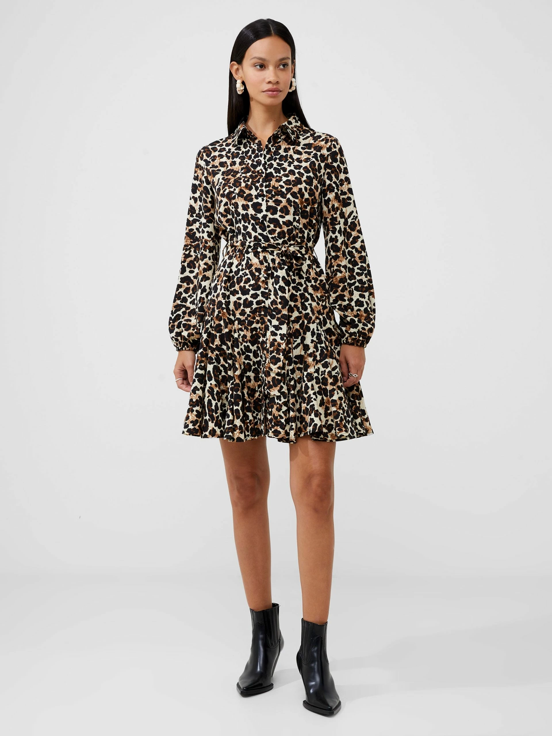 French Connection Leopard Print Belted Shirt Mini Dress 5 French Connection Leopard Print Belted Shirt Mini Dress - Image 3