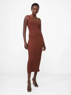 French Connection Textured Square Neck Midi Dress