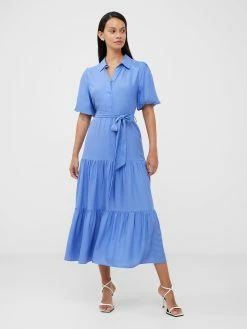 French Connection Puff Sleeve Tiered Midi Shirt Dress 9 French Connection Puff Sleeve Tiered Midi Shirt Dress -French Connection Shop 71VHX40 1400copy