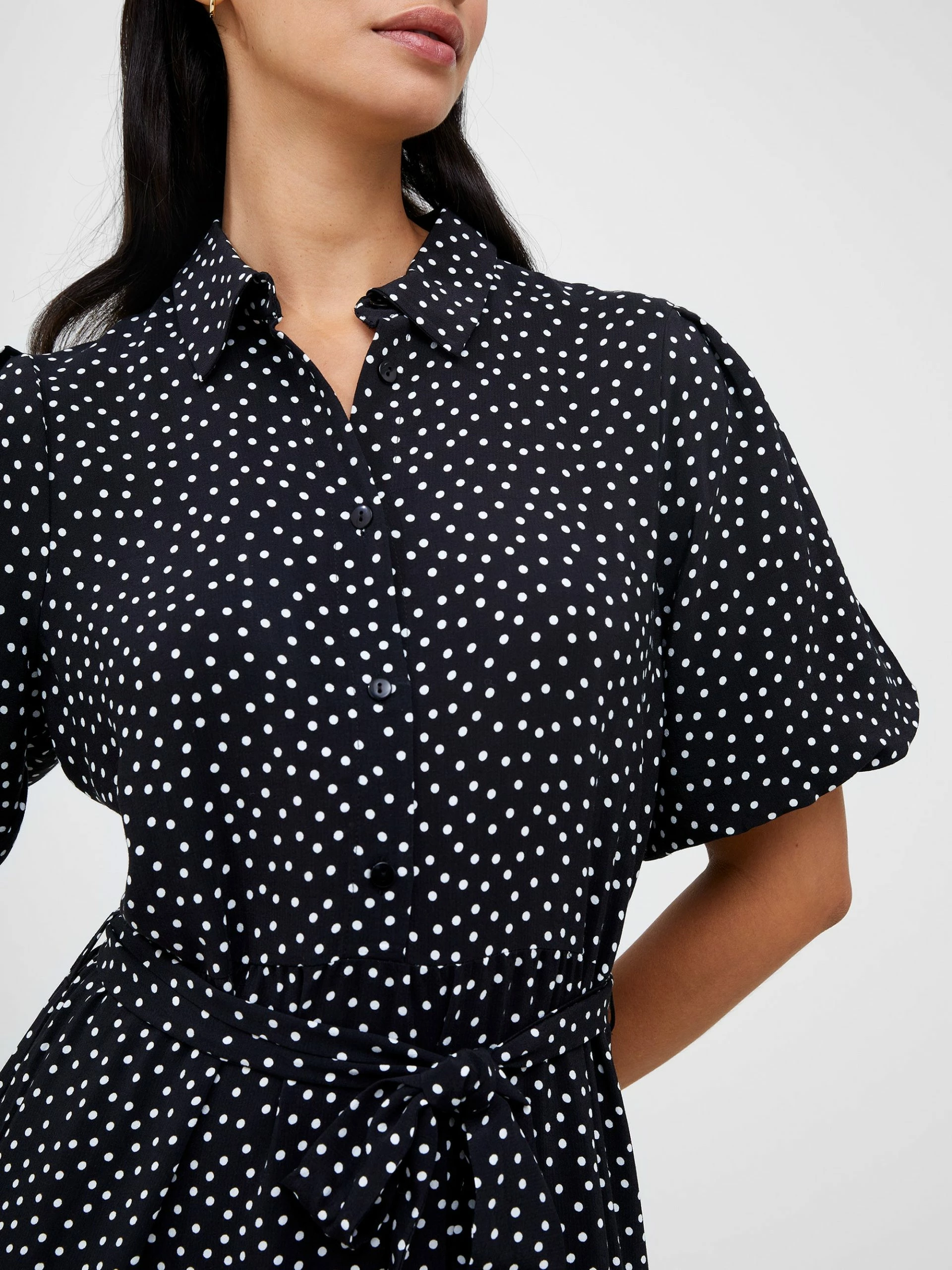 French Connection Dotty Puff Sleeve Shirt Dress 4 French Connection Dotty Puff Sleeve Shirt Dress - Image 2